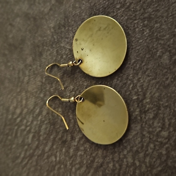 VTG Brass Yin Yang Dangle Hook Earrings - Picture 4 of 5